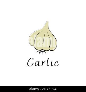Karikatur zum Knoblauchsymbol. Einzelnes Gemüse-Symbol. Vektorgrafik Stock Vektor