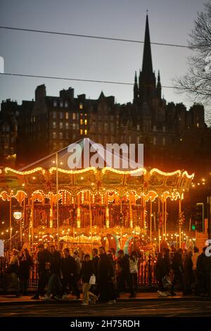 Edinburgh Schottland, Großbritannien November 20 2021. Princes Street als Edinburgh Weihnachten beginnt. Credit sst/alamy live News Stockfoto