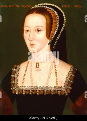 Porträt von Anne Boleyn, vermutlich nach einem zeitgenössischen Porträt, das nicht mehr überlebt - unbekannter Künstler Stockfoto