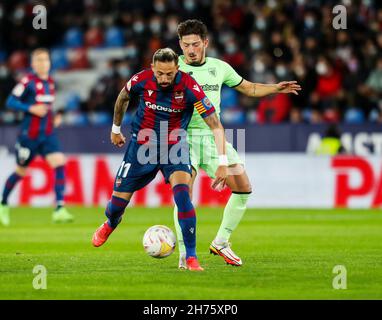 Jose Luis Morales aus Levante während des Fußballspiels der spanischen Liga zwischen Levante UD und dem Athletic Club Bilbao am 19. November 2021 im Stadion Ciutat de Valencia in Valencia, Spanien - Foto: Ivan Terron/DPPI/LiveMedia Stockfoto