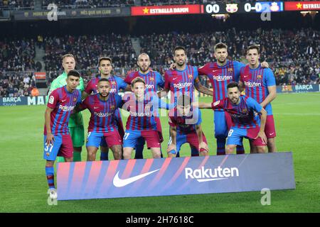 Barcelona, Spanien. 20th. November 2021. Spanisches Fußballspiel La Liga FC Barcelona gegen Espanyol im Camp Nou Stadion, Barcelona 20. November 2021 in Bildern: FC Barcelona Team 999/JGS/Cordon Pressequelle: CORDON PRESS/Alamy Live News Stockfoto
