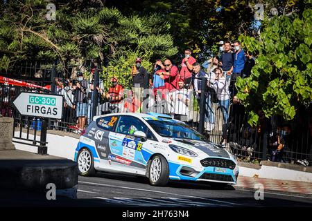 32 Loof Nick (DEU), Magalhaes Hugo (PRT), Ford Fiesta Rally4, Nick Loof, Aktion während der FIA ERC Rally Islas Canarias 8th, 2021 Runde der FIA European Rally Championship 18, vom 20. Bis 2021. November 2021 in Las Palmas de Gran Canaria, Spanien - Foto Jorge Cunha / DPPI Stockfoto