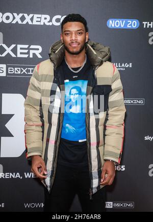 London, Großbritannien. 20th. November 2021. Theo Campbell bei einem Getränkeempfang für die Boxxer-Veranstaltung in der SSE Wembley Arena in London. (Foto von Brett Cove/SOPA Images/Sipa USA) Quelle: SIPA USA/Alamy Live News Stockfoto