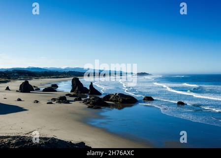Bandon Strand vom Gravel Point aus gesehen Stockfoto