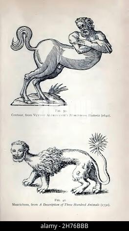 Eine 18-19th-Jahrhundert-Illustration von Zentauren auf einem Alchemie-Lehrbuch Stockfoto