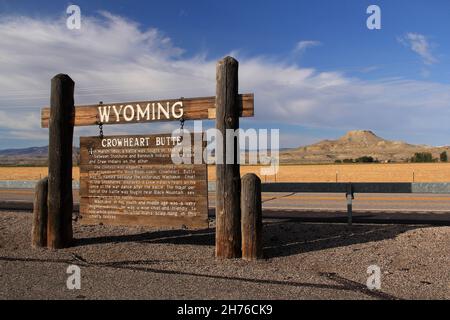 Das malerische Crowheart Butte in Wyoming war Schauplatz einer großen Schlacht von 1866 zwischen den Shoshone-Indianern und den Bannock-Indianern auf der einen und den Crow-Indianern auf der anderen Seite Stockfoto