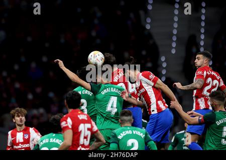 Madrid, Spanien. 20th. November 2021. Madrid Spanien; 20.11.2021.- Atletico de Madrid gegen Osasuna, ein spanisches Fußballspiel der La Liga am Spieltag 14 der Saison 2021-2022, das im Stadion Wanda Metropolitano in der Stadt Madrid ausgetragen wird. Endergebnis 1-0 Tor von Atletico de Madrid erzielt von Rojas/dpa/Alamy Live News. 87  Kredit: Juan Carlos Rojas/dpa/Alamy Live News Stockfoto