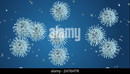 Coronavirus-Zellen. Gruppe von Viren, die Infektionen der Atemwege verursachen. 3D-Rendering 3D-Illustration Stockfoto