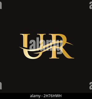 Swoosh Letter UR Logo Design für Geschäfts- und Firmenidentität. Water Wave UR Logo mit modernem Trend Stock Vektor