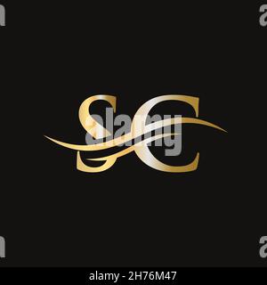SC-Logo-Design. Premium Letter SC Logo Design mit Wasserwellenkonzept. Stock Vektor