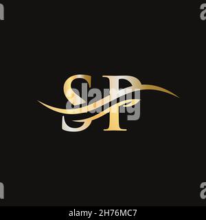 SP-Logo-Design. Premium Letter SP Logo Design mit Wasserwellenkonzept. Stock Vektor