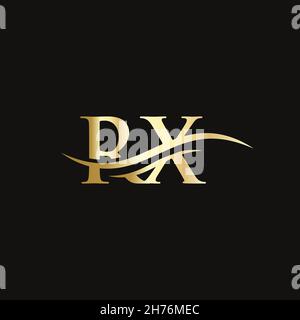 Ursprüngliche Vorlage für das mit RX-Buchstaben verknüpfte Logo. Swoosh Logo mit RX-Schriftzug. RX Logo Design Vektor Stock Vektor