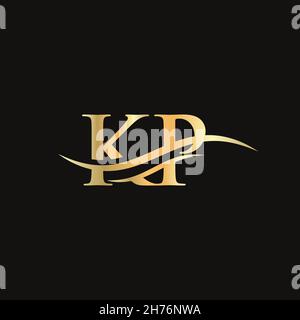 Design-Vektor für KP-Logo. Design mit KP-Logo mit Swoosh-Schriftzug Stock Vektor