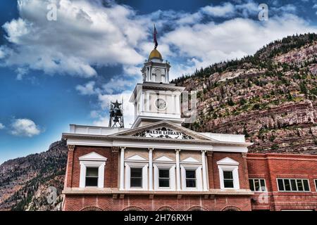 Ouray City Hall and Walsh Library Building, eine Miniatur-Nachbildung der Independence Hall in Philadelphia, Pennsylvania - Ouray, Colorado, USA - Oktober 2 Stockfoto