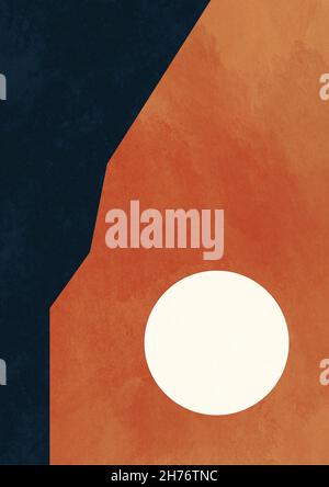 Gelassenheit unregelmäßige geometrische Formen, abstrakte Illustrationsmalerei., bauhaus und abstrakte Kunst. Anmutiges Plakat mit heller Farbe. Bildmaterial für Stockfoto