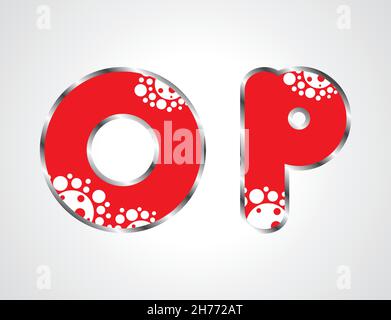 Rot, weiß und schwarz Stil Typografie Alphabet Buchstaben isoliert auf rotem Hintergrund Stock Vektor