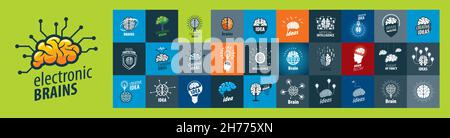 Eine Reihe von Vektor-Logos Idee auf verschiedenen farbigen Hintergründen Stock Vektor