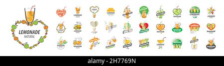 Eine Reihe von Vektor-Lemonade-Logos auf weißem Hintergrund Stock Vektor
