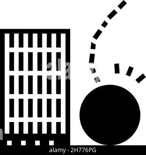 Hochhaus Wolkenkratzer Abriss Glyphe Symbol Vektor Illustration Stock Vektor