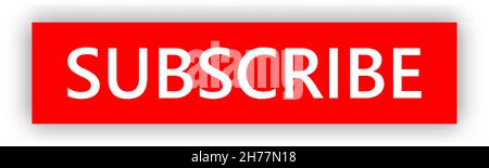 Schaltfläche „Abonnieren“ für die Social-Media-Webseite. Rotes Abonnent-Element für den Blog-Kanal. Web-Schaltfläche für die Vorlage für den Videokanal Stock Vektor