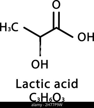 Milchsäure-Molekülstruktur. Milchsäure-Skelett-chemische Formel. Vektordarstellung der chemischen Molekülformel Stock Vektor