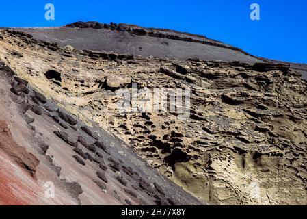 Vulkanische Felsformationen in El Golfo/Lanzarote Stockfoto