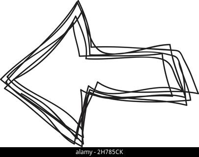 Handgezeichneter Pfeil nach rechts Doodle, Skizze scribble Element, Bleistift Art Design skizzieren Strich Glyphe Illustration Stock Vektor