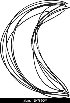 Handgezeichneter Halbmond-Doodle, Skizze scribble Element, Bleistift Art Design skizzieren Strich Glyphe Illustration Stock Vektor