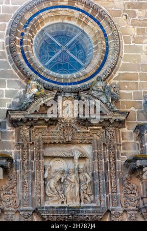 Portada y detalles de la Catedral de Nuestro Señor San Salvador de Jerez de la Frontera Stockfoto