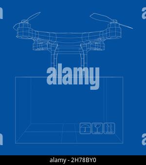 Beschreibung des Konzepts der Lieferdrohne Stockfoto