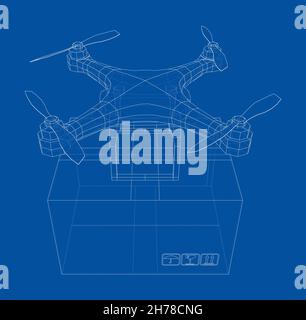 Beschreibung des Konzepts der Lieferdrohne Stockfoto