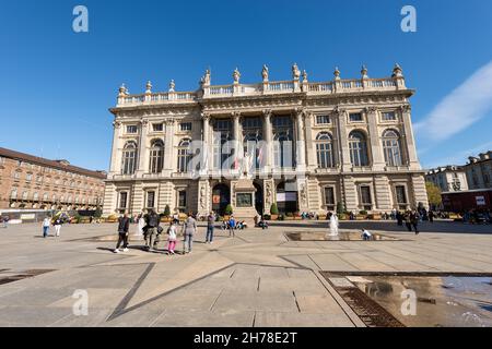 Palazzo Madama (Madama Palace) 1718 - 1721 in Piazza Castello (Schlossplatz), Turin (Turin) Piemonte, Italien. UNESCO-Weltkulturerbe. Stockfoto