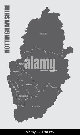 Broxtowe District map - England UK Stock-Vektorgrafik - Alamy