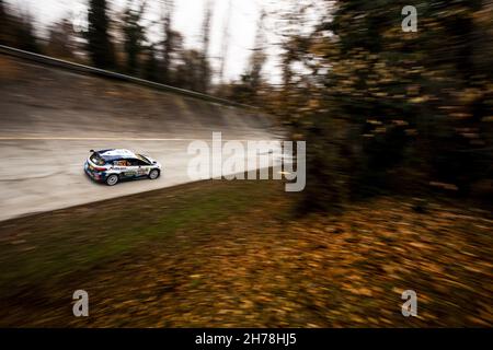 22 Huttunen Jari (FIN), Lukka Mikko (FIN), M-Sport Ford World Rally Team, Ford Fiesta Mk II, Aktion während der ACI Rally Monza, 12. Lauf der 2021 FIA WRC, FIA World Rally Championship, vom 18. Bis 21. November 2021 in Monza, Italien - Foto: Nikos Katikis/DPPI/LiveMedia Stockfoto