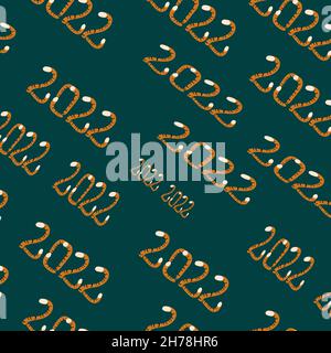 Das Symbol von 2022 ist das Tiger-Muster Stock Vektor