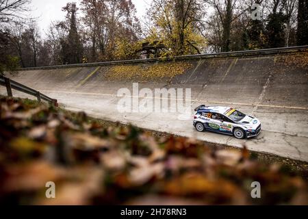 22 Huttunen Jari (FIN), Lukka Mikko (FIN), M-Sport Ford World Rally Team, Ford Fiesta Mk II, Aktion während der ACI Rally Monza, 12. Lauf der 2021 FIA WRC, FIA World Rally Championship, vom 18. Bis 21. November 2021 in Monza, Italien - Foto: Nikos Katikis/DPPI/LiveMedia Stockfoto