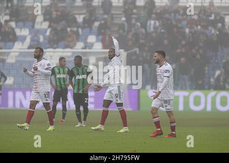 MAPEI Stadium, Reggio Emilia, Italien, 21. November 2021, Keita Balde (Cagliari) feiert das Tor während des US-Spiels Sassuolo gegen Cagliari Calcio - italienische Fußballserie A Stockfoto