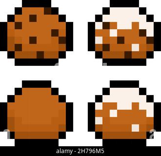 Pixel 8 bit Dutch Oliebol - Vektor, isoliert Stock Vektor