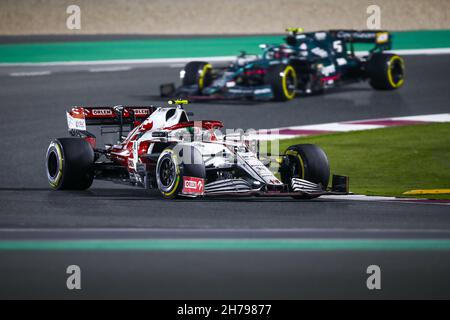 99 GIOVINAZZI Antonio (ita), Alfa Romeo Racing ORLEN C41, Action während des Formel 1 Ooredoo Qatar Grand Prix 2021, 20th Lauf der FIA Formel 1 Weltmeisterschaft 2021 vom 19. Bis 21. November 2021 auf dem Losail International Circuit, in Lusail, Katar - Foto: Xavi Bonilla/DPPI/LiveMedia Stockfoto