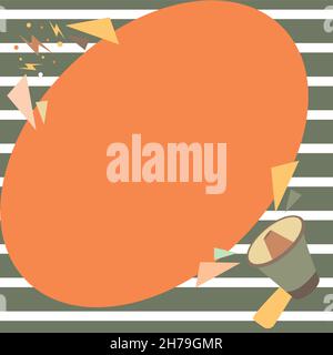 Illustration Eines Lauten Megaphons, Das Mit Der Big Chat Cloud Spricht Und Neue Erstaunliche Ankündigungen Macht. Starke Volumen Bullhorn Zeichnung Geben Old Wunderbar Stock Vektor