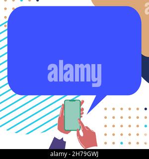 Mobile Zeichnung Positive Kommentare Und Gute Reaktionen Durch Speech Bubble Teilen. Smartphone Zeichnung Verteilen wunderbare Bewertung über Einen Ballon Stock Vektor