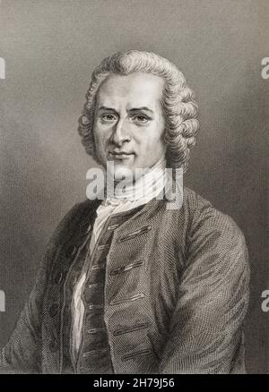 Portrait de Jean-Jacques (Jean Jacques) Rousseau (1712-1778), Philosophie suisse Gravure du 19eme siecle ©Archives-Zephyr/Opale.photo *** Ortsüberschrift *** Stockfoto