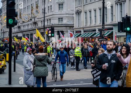 Anti-Impfstoff-Protest, London, England, Großbritannien, 20/11/2021 Stockfoto