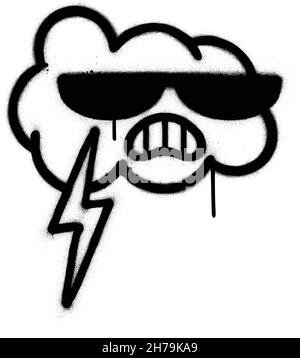 Graffiti wütende Wolke in schwarz über weiß gesprüht Stock Vektor