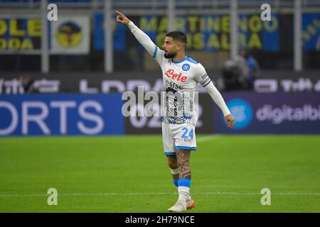 Mailand, Italien. 21st. November 2021. Lorenzo Insigne vom SSC Napoli während des Fußballspiels der Serie A zwischen dem FC Internazionale und dem SSC Napoli im Stadion San Siro in Mailand (Italien), 21th. November 2021. Foto Andrea Staccioli/Insidefoto Kredit: Insidefoto srl/Alamy Live News Stockfoto