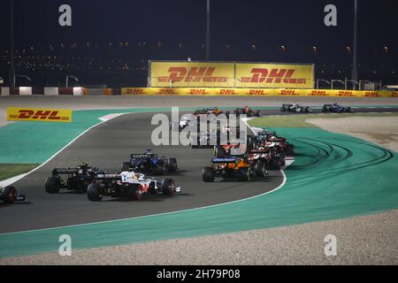 Start des Rennens, Abfahrt, während des Formel 1 Ooredoo Qatar Grand Prix 2021, 20th Runde der FIA Formel 1 Weltmeisterschaft 2021 vom 19. Bis 21. November 2021 auf dem Losail International Circuit, in Lusail, Katar - Foto: Xavi Bonilla/DPPI/LiveMedia Stockfoto