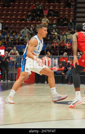 Mailand, Italien. 21st. November 2021. Giordano Bortolani (Nutribullet Treviso Basket) während Der A/X Armani Exchange Milano vs Nutribullet Treviso Basket, Italienischer Basketball Eine Serie Championship in Mailand, Italien, November 21 2021 Credit: Independent Photo Agency/Alamy Live News Stockfoto