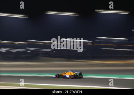 04 NORRIS Lando (gbr), McLaren MCL35M, Aktion während des Formel 1 Ooredoo Qatar Grand Prix 2021, 20th Lauf der FIA Formel 1 Weltmeisterschaft 2021 vom 19. Bis 21. November 2021 auf dem Losail International Circuit, in Lusail, Katar - Foto: Xavi Bonilla/DPPI/LiveMedia Stockfoto
