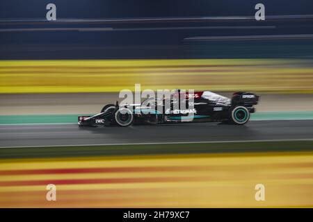 44 HAMILTON Lewis (gbr), Mercedes AMG F1 GP W12 E Performance, Action beim Formel 1 Ooredoo Qatar Grand Prix 2021, 20th Lauf der FIA Formel 1 Weltmeisterschaft 2021 vom 19. Bis 21. November 2021 auf dem Losail International Circuit, in Lusail, Katar - Foto: Xavi Bonilla/DPPI/LiveMedia Stockfoto