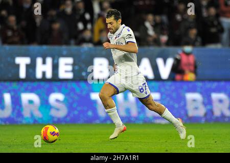 Salerno, Italien. 21st. November 2021. Antonio Candreva Spieler von Sampdoria, während des Spiels der italienischen SerieA Meisterschaft zwischen Salernitana und Sampdoria, Endergebnis 0-2, Spiel im Arechi Stadion in Salerno gespielt. Salerno, Italien, 21. November 2021. (Foto von Vincenzo Izzo/Sipa USA) Quelle: SIPA USA/Alamy Live News Stockfoto